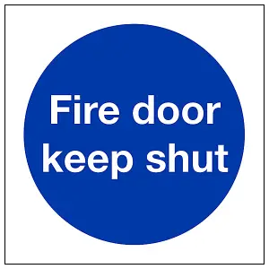 Fire Door Keep Shut Safety Sign - Self Adhesive Vinyl - 80x80mm (x3)