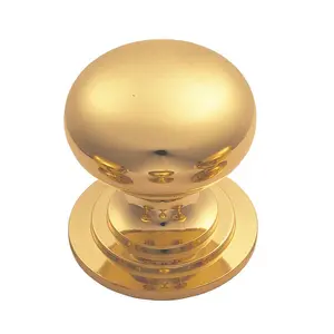 Victorian Round Cupboard Door Knob 32mm Dia Polished Brass Cabinet Handle