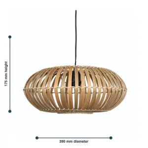 First Choice Lighting Set of 2 Loren Bamboo Natural Pendant Lightshades