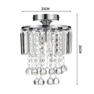 Modern 23cm Dia Chandelier Droplet Crystal Ball Chrome Mount Ceiling Light Fixture