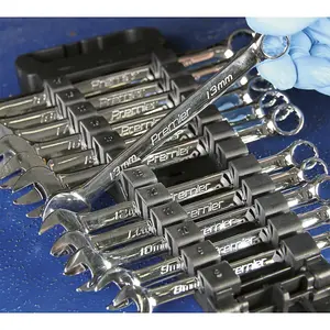 12-Piece Metric Combination Spanner Set - 8mm to 19mm with Storage Rack