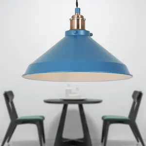 First Choice Lighting Set of 2 Maxwell Mirage Blue Brushed Copper Ceiling Pendant Lights