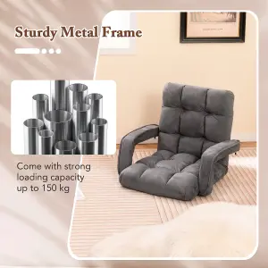 COSTWAY Floor Gaming Chair for Adults with Back Support Indoor Chaise Lounge Recliner