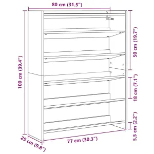 Berkfield Shoe Rack Old Wood 80x25x100 cm Engineered Wood