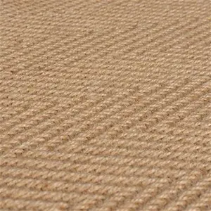 Dunelm Herringbone Border Runner, Country, Size: 60cm X 230cm (2ft X 7.5Ft), Brown, Jute