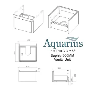 Aquarius Sophie 500MM Vanity Unit with 1TH Basin Matt White