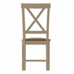 Upholstered Cross Back Dining Chair - Pine/Plywood/MDF - L42 x W49 x H95.5 cm - Truffle