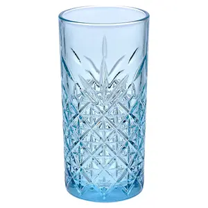 URBNLIVING 8 Pcs Combopack of 450ml & 345ml Whiskey Scotch Vodka Tumbler Blue Glassware Set