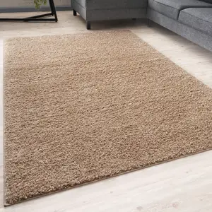 Myshaggy Collection Living Room Rugs Solid Design  Beige