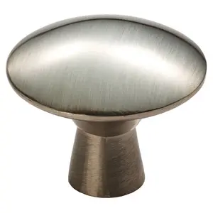 4x Disc Shaped Cabinet Door Knob on Tapered Stem 27mm Dia Satin Nickel