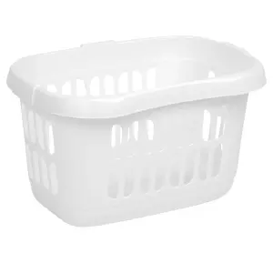 1 x Ice White Hipster Plastic Laundry Basket For Washing Clothes & Laundry