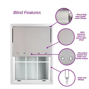 FURNISHED Blackout Roller Blinds with Square Eyelets and Metal Fittings- Cream Trimmable (W)85cm (L)210cm