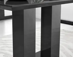 Furniturebox Imperia 4 Modern Black High Gloss Dining Table and 4 Grey Murano Chairs