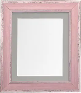 Scandi Distressed Pink Frame with Dark Grey Mount for Image Size 6 x 4 Inch