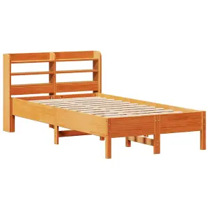 Berkfield Bed Frame without Mattress Wax Brown 75x190 cm Small Single Solid Wood Pine