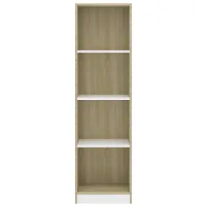 Berkfield 4-Tier Book Cabinet White and Sonoma Oak 40x24x142 cm Engineered Wood