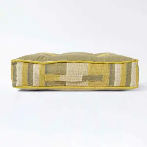 Homescapes Morocco Striped Cotton Floor Cushion Yellow