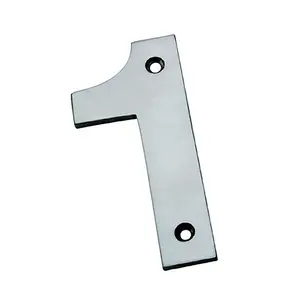 100mm Front Door Numerals '1' 74mm Fixing Centres Satin Stainless Steel