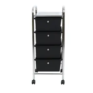 Essentials by Premier 4 Black Plastic Drawers Trolley