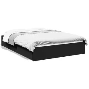 Berkfield Bed Frame with Drawers without Mattress Black 120x190 cm Small Double