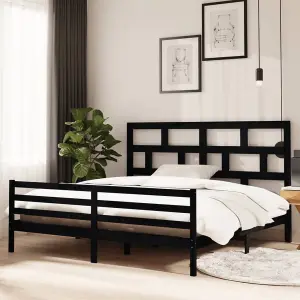 Berkfield Bed Frame Black Solid Wood Pine 200x200 cm