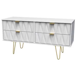 Diamond Ready assembled Matt white Media unit & 4 drawers, (H)112cm x (W)50.5cm x (D)41.5cm