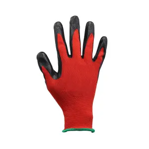 Hand Safety Work Gloves Cut Resistant Nitrile Flexi Grip XXL Size Red/Black 6Pcs