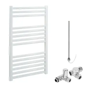 Bray Dual Fuel Heated Towel Rail, Straight, White - W300 x H800 mm