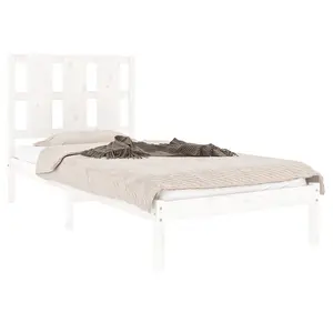 Berkfield Bed Frame White Solid Wood 90x190 cm 3FT Single