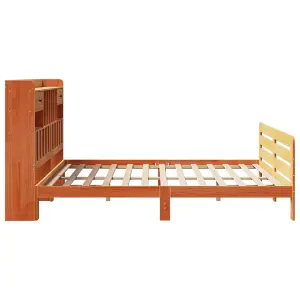 Berkfield Bookcase Bed without Mattress Wax Brown 180x200 cm Super King Solid Wood Pine