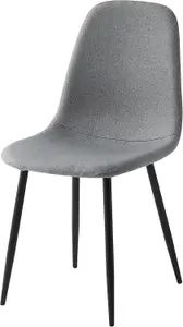 Set of 4 Light Grey Linen Fabric Dining Chairs with Upholstered Seat and Metal Legs-Bella by MCC