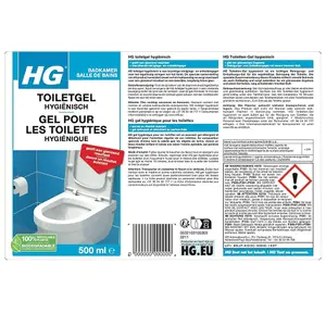 HG Toilet Cleaner Hygienic Gel, 500 ml - Limescale Remover & Anti Stain Formula x 6