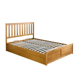 Wooden Ottoman Storage Bed in Natural, size Small Double