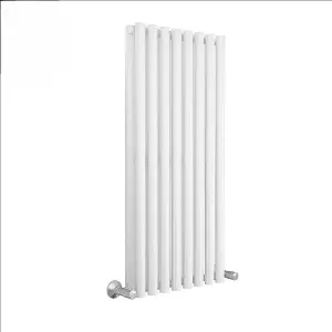 Right Radiators 1200x545 mm Double Vertical Round Column Style Designer Radiator Heated Rads White