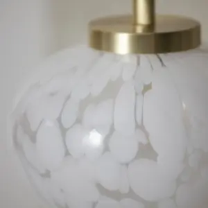 Luminosa Bari Globe Table Lamp Satin Brass Plate, White Confetti Glass