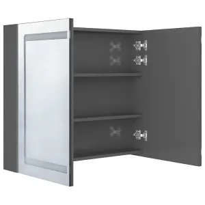 Berkfield LED Bathroom Mirror Cabinet Shining Grey 80x12x68 cm