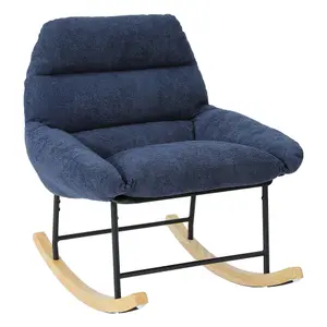 Rocking Chair Nursery, Lamb Wool Removable Glider Rocker, Blue Grey