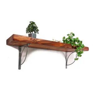 Wooden Rustic Shelf with Bracket TRAMP 170mm 7 inches Teak Length of 110cm