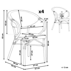 Set of 4 Garden Chairs CASPRI Metal Grey