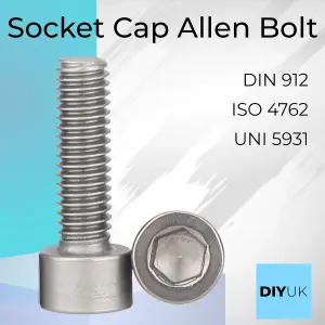 Allen Socket M6 x 25mm Cap Head Screws Bolts Pack of: 1  DIN 912 A2 Stainless Steel