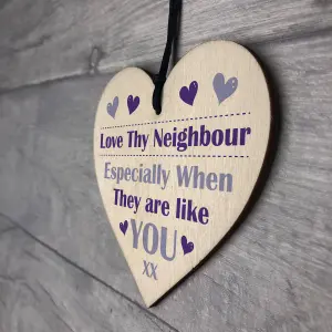 Red Ocean Neighbour Thank You Wooden Heart - Love Thy Neighbour Gift - Best Neighbour Present