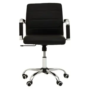 Interiors by Premier Brent Black Leather Effect And Chrome Home Office Chair