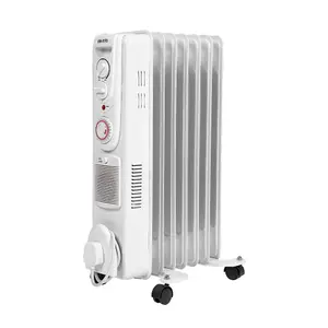 Devola Oil Filled Radiator 2000W 7 Fin White Electric Portable Fan Heater Timer