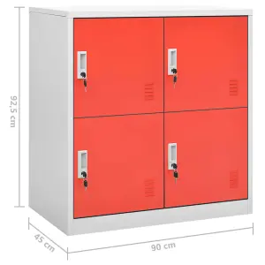 Berkfield Locker Cabinets 2 pcs Light Grey and Red 90x45x92.5 cm Steel