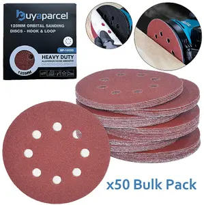 50 x 125mm 80 Grit Orbital Sander Sanding Sheets Discs Medium Hook & Loop  5"