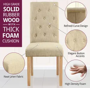 Hallowood Furniture Buttoned Cream Fabric Dining Chair (KD, Pair)