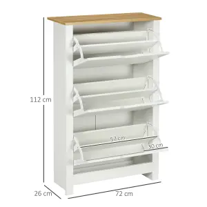 HOMCOM 18-Shoe Storage Cabinet 6 Shelves 3 Drawers Tabletop 4 Legs Modern White