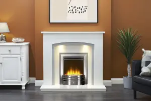 Acantha Amara Pebble Electric Fire in Brushed Steel with Remote Control