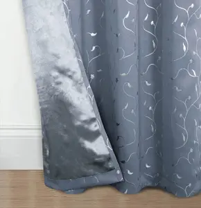 Home Curtains Victoria Metallic 54w x 90d" (137x229cm) Grey Eyelet Curtains (PAIR)