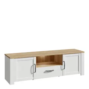 Bohol 2 Door 1 Drawer TV Unit in Riviera Oak/White